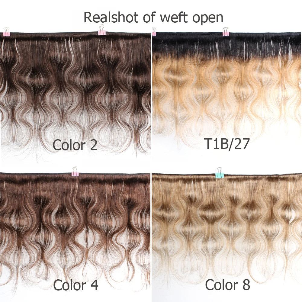 Body Wave Human Hair 1 Bundle Natural Color Brown Ombre Honey Blonde Color In Stock Peruvian Remy Human Hair Extention 95g/PC