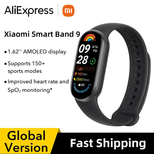 Global Version Xiaomi Smart Band 9 Bracelets 1.62''AMOLED Display BloodOxygen Heart Rate Monitoring 150+ Sport Modes Smart band