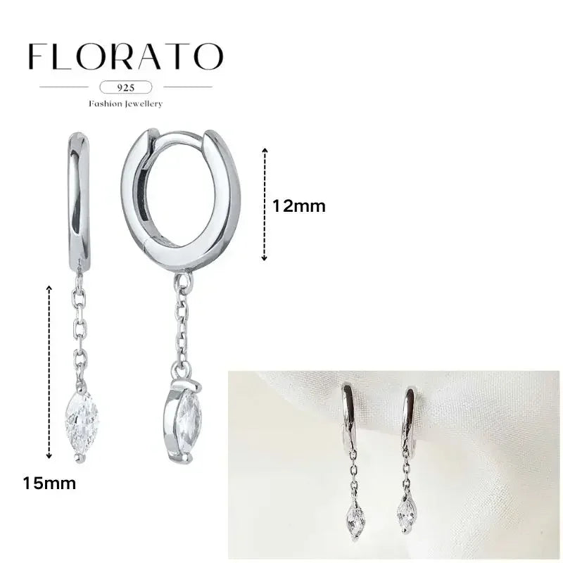 FLORATO 925 sterling silver earrings chain tassel pendant earrings zircon silver earrings for women trend Luxury Wedding Jewelry