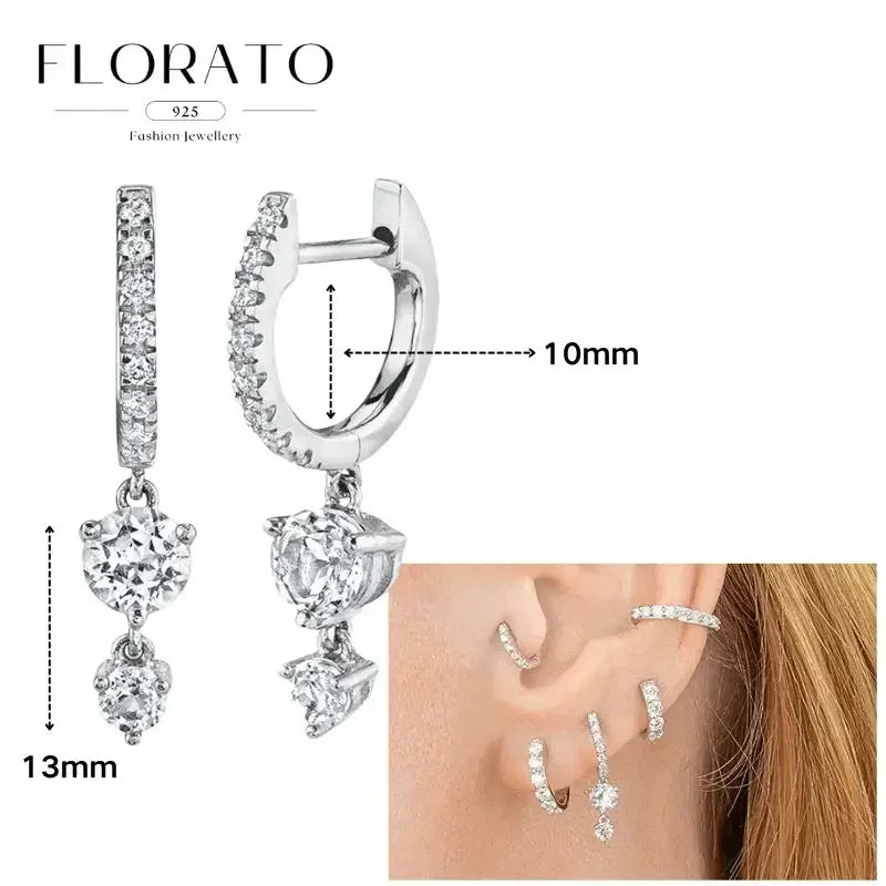 FLORATO 925 sterling silver earrings chain tassel pendant earrings zircon silver earrings for women trend Luxury Wedding Jewelry