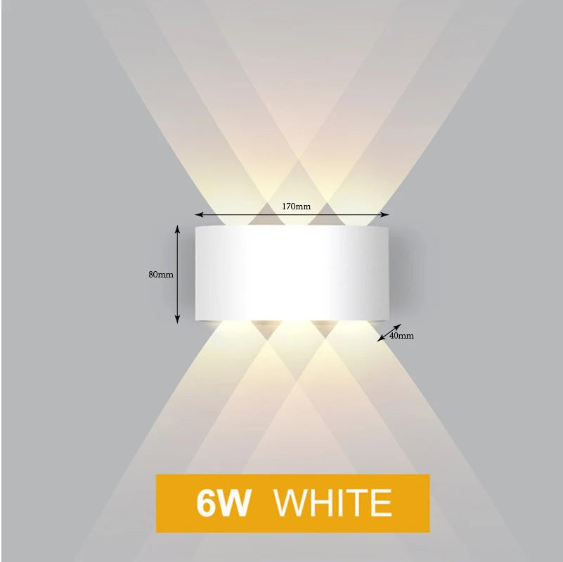 Aluminium LED Wall Lamp IP65 Outdoor Waterproof Garden Balcony Lighting AC86-265 Indoor Bedroom Living Room Stairs Wall Light