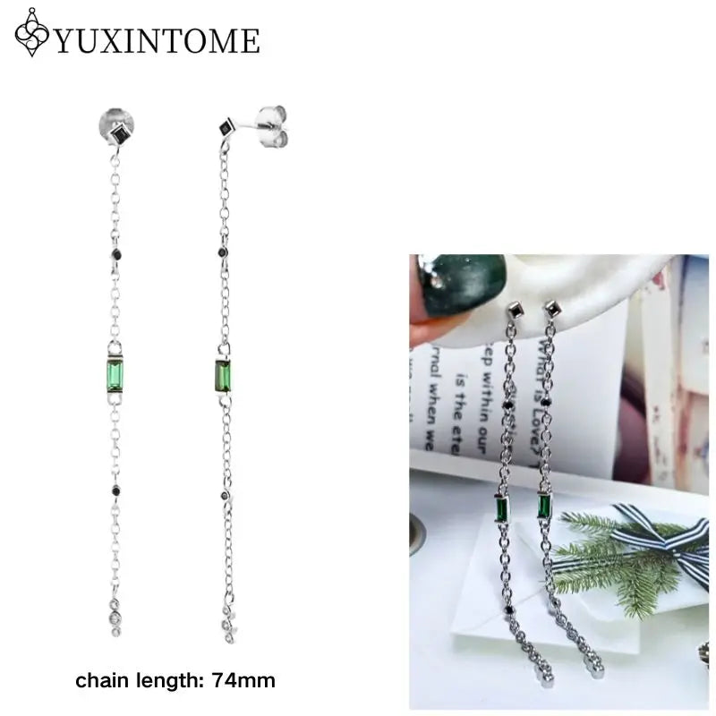 FLORATO 925 sterling silver earrings chain tassel pendant earrings zircon silver earrings for women trend Luxury Wedding Jewelry