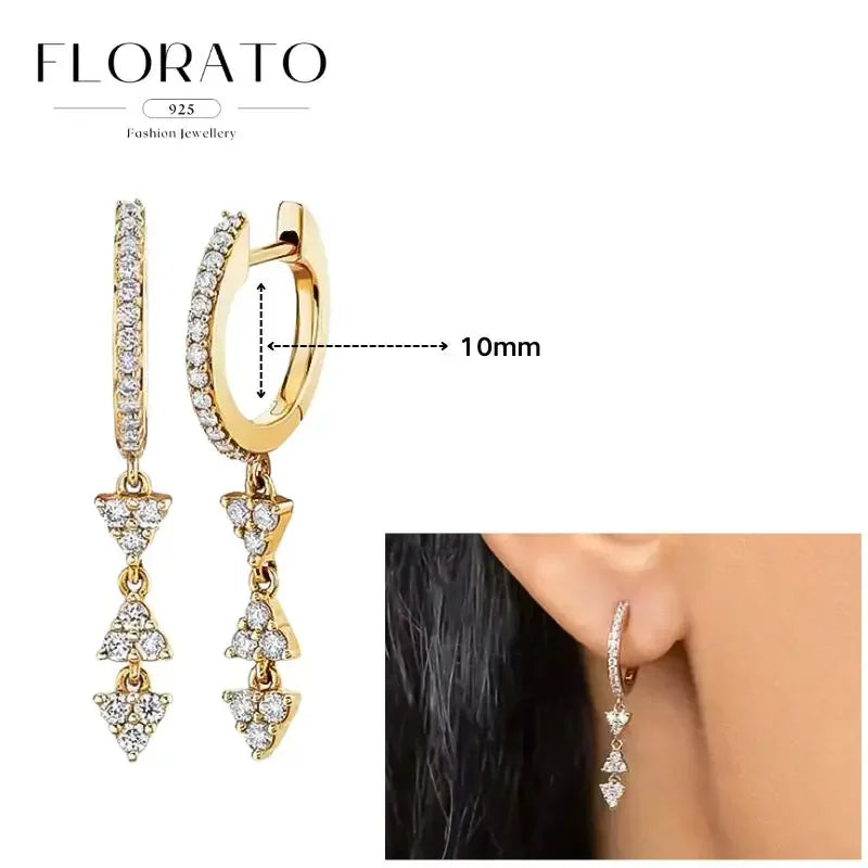 925 Sterling Silver Long Chain Tassel Drop Earring for Women Crystal Zircon Star Perforation Earring Fine Jewelry Gift Pendant