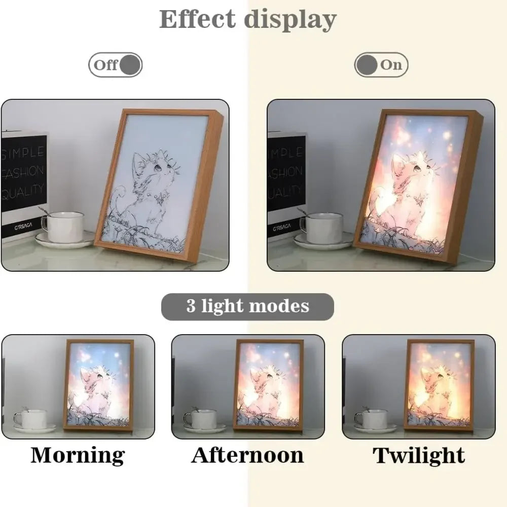 Beautiful City Paris Light Painting Photo Frame Led Night Light Wall Lamps Bedside Table Home Decorate Christmas Gifts Moon Lamp