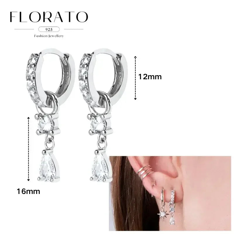 FLORATO 925 sterling silver earrings chain tassel pendant earrings zircon silver earrings for women trend Luxury Wedding Jewelry