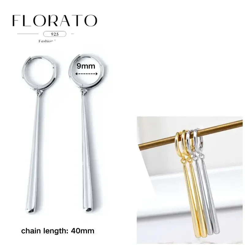 FLORATO 925 sterling silver earrings chain tassel pendant earrings zircon silver earrings for women trend Luxury Wedding Jewelry