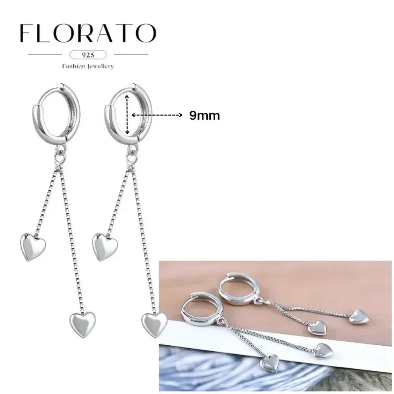 FLORATO 925 sterling silver earrings chain tassel pendant earrings zircon silver earrings for women trend Luxury Wedding Jewelry