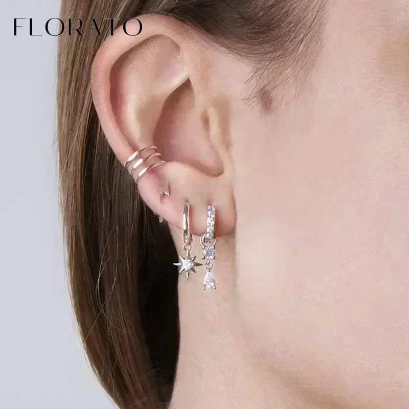 FLORATO 925 sterling silver earrings chain tassel pendant earrings zircon silver earrings for women trend Luxury Wedding Jewelry