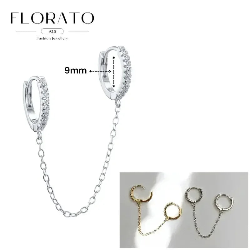 FLORATO 925 sterling silver earrings chain tassel pendant earrings zircon silver earrings for women trend Luxury Wedding Jewelry