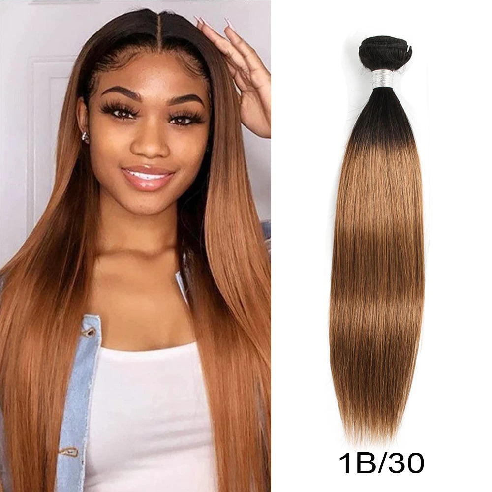 Straight Human Hair Bundle 95g/PC Indian Remy Hair Extention For Women Natural Black Brown Ombre Blonde Color Free Shipping