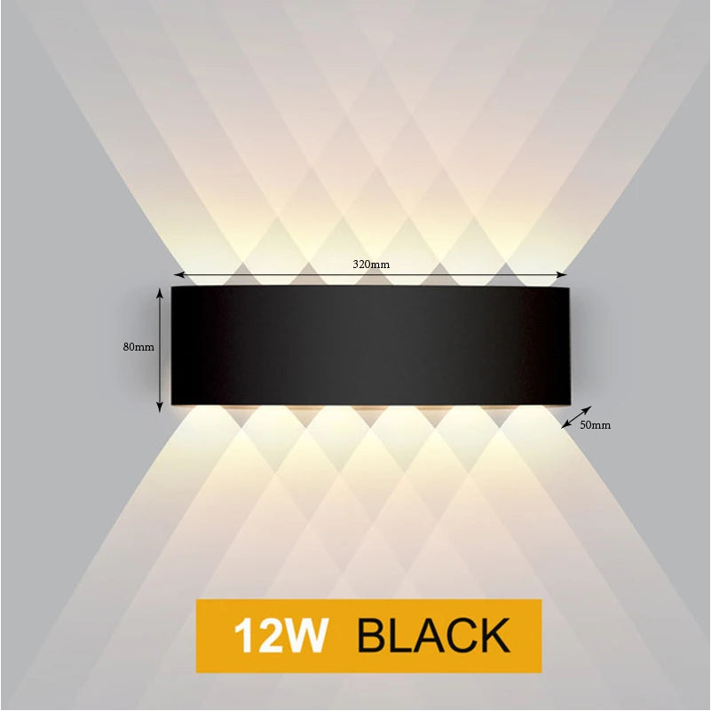 Aluminium LED Wall Lamp IP65 Outdoor Waterproof Garden Balcony Lighting AC86-265 Indoor Bedroom Living Room Stairs Wall Light