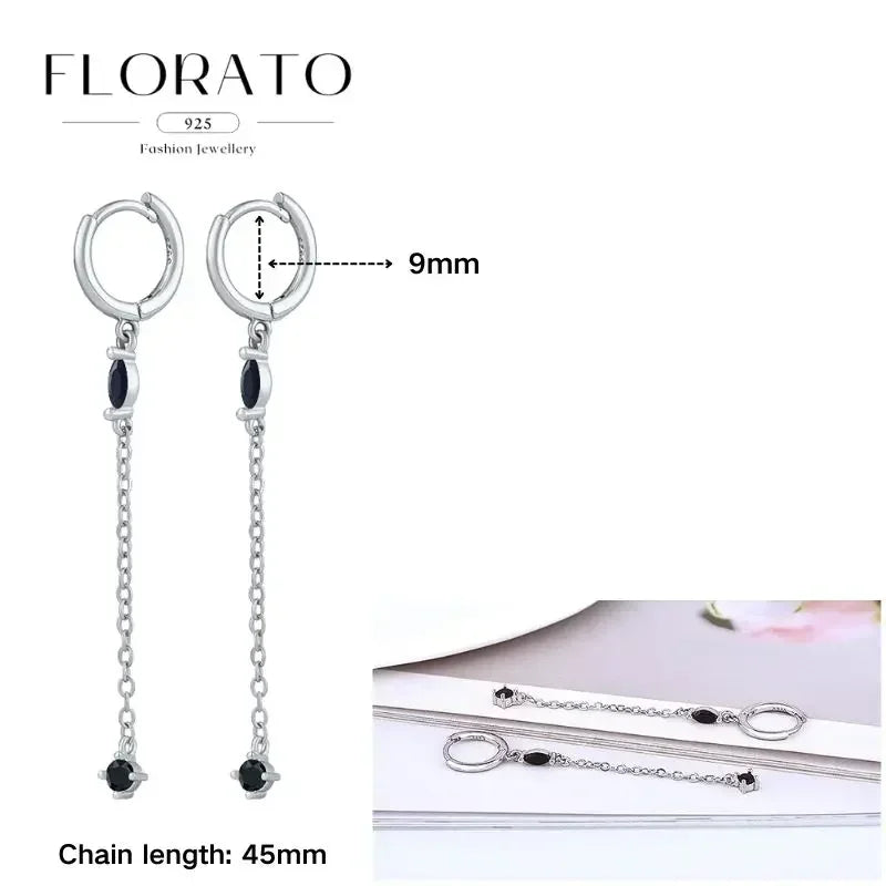 FLORATO 925 sterling silver earrings chain tassel pendant earrings zircon silver earrings for women trend Luxury Wedding Jewelry