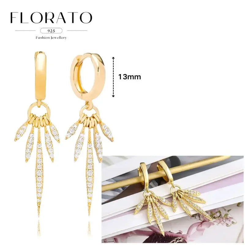 925 Sterling Silver Long Chain Tassel Drop Earring for Women Crystal Zircon Star Perforation Earring Fine Jewelry Gift Pendant