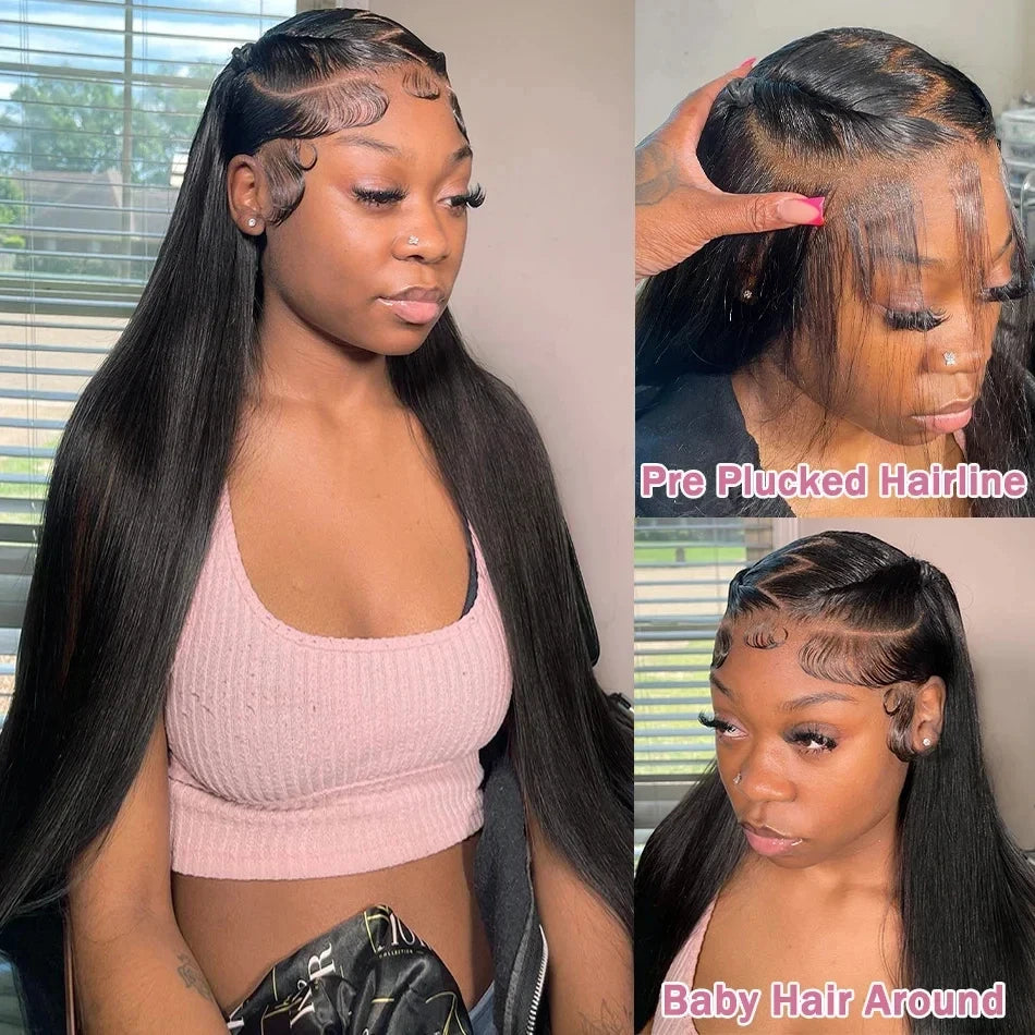 Real HD Lace Frontal Wigs Straight Human Hair Wigs 28 30 Inch Bye Bye Knots Skin Melted Pre Plucked Brazilian Hair For Women