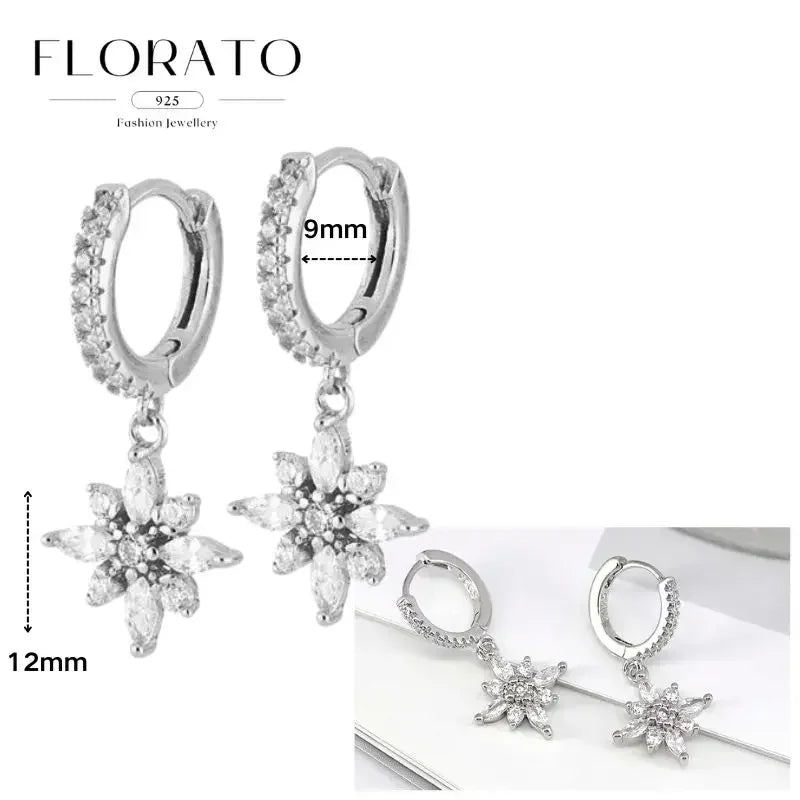 FLORATO 925 sterling silver earrings chain tassel pendant earrings zircon silver earrings for women trend Luxury Wedding Jewelry