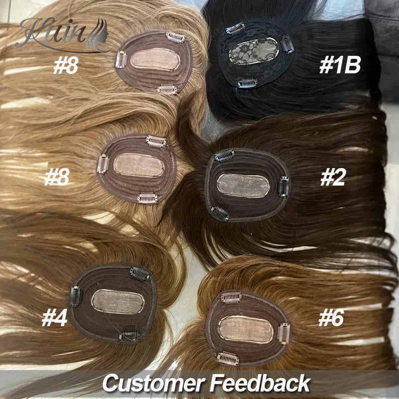 Straight Hair Clip In Human Hair Extension Silk Top Base Topper For Women Toupee Hairpiece Wig 12x13cm Natural Color Top Wig