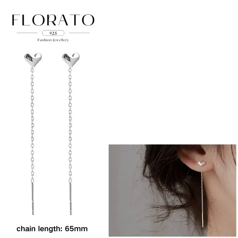 FLORATO 925 sterling silver earrings chain tassel pendant earrings zircon silver earrings for women trend Luxury Wedding Jewelry