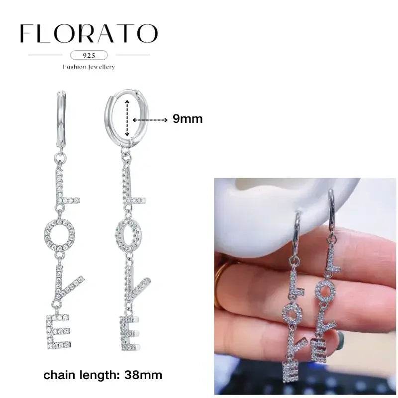 FLORATO 925 sterling silver earrings chain tassel pendant earrings zircon silver earrings for women trend Luxury Wedding Jewelry