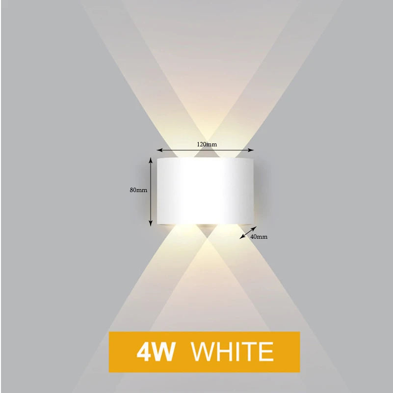 Aluminium LED Wall Lamp IP65 Outdoor Waterproof Garden Balcony Lighting AC86-265 Indoor Bedroom Living Room Stairs Wall Light