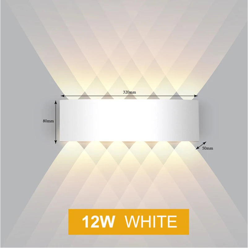 Aluminium LED Wall Lamp IP65 Outdoor Waterproof Garden Balcony Lighting AC86-265 Indoor Bedroom Living Room Stairs Wall Light