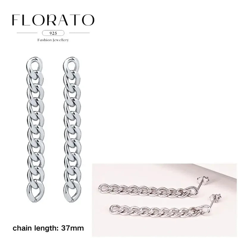 FLORATO 925 sterling silver earrings chain tassel pendant earrings zircon silver earrings for women trend Luxury Wedding Jewelry